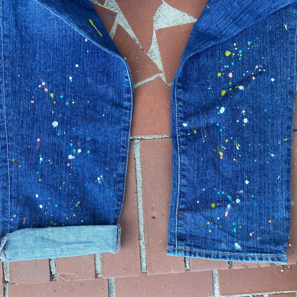 LOFT BUTTON-FLY PAINT SPLATTER BOYFRIEND JEANS LADIES SIZE 30/10 - Picture 4 of 11